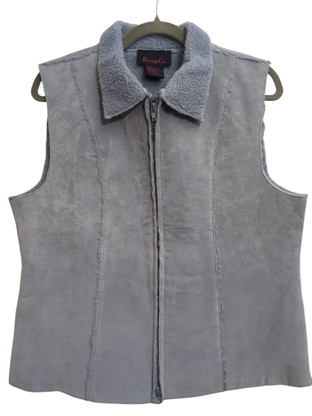 DANIEL R. Suede Sherpa-Lined Gray Vest
